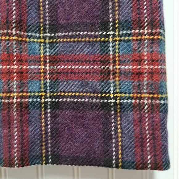 LL Bean Pencil Skirt Womens 12P Purple Plaid Wool Blend Tweed Academia Preppy - Picture 7 of 14